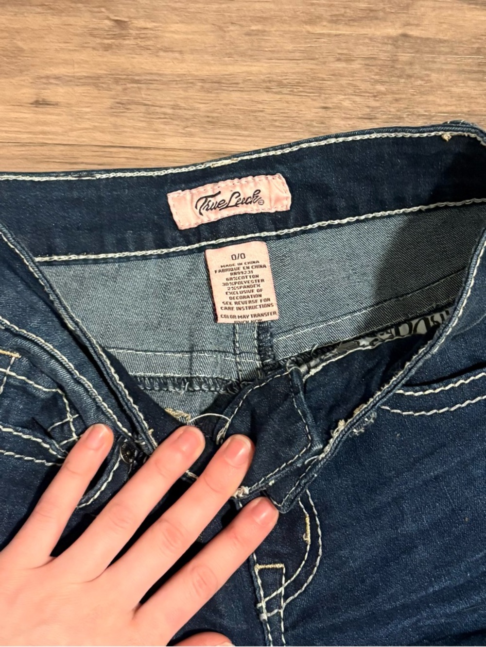 Women’s True Luck Dark Wash Low Waisted Flare Jeans - Picture 3 of 3